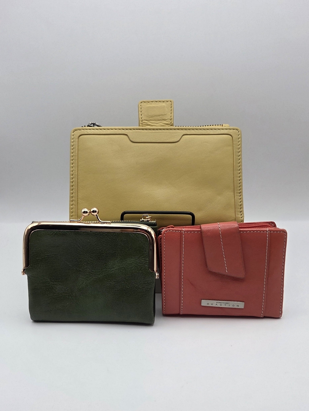 Women’s Trio Leather Wallet Bundle - Yellow, Green & Coral